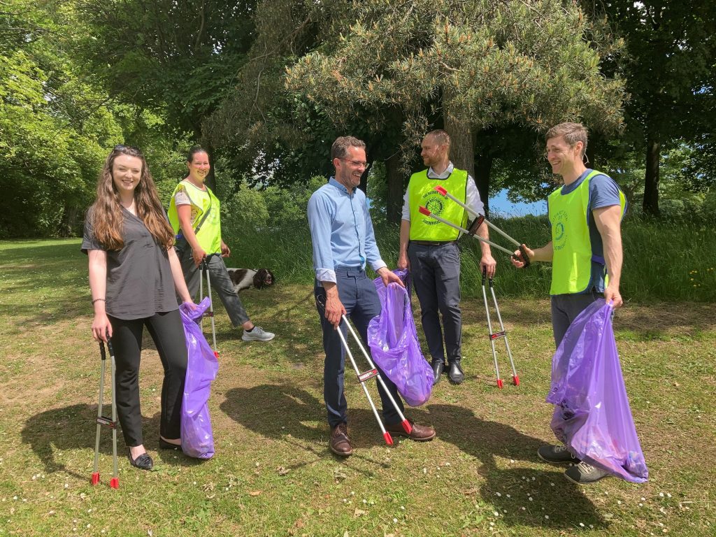 The Full Circle team litter picking for the community 