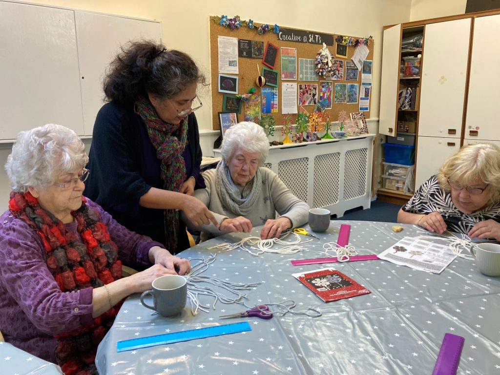 Older women playing a board game