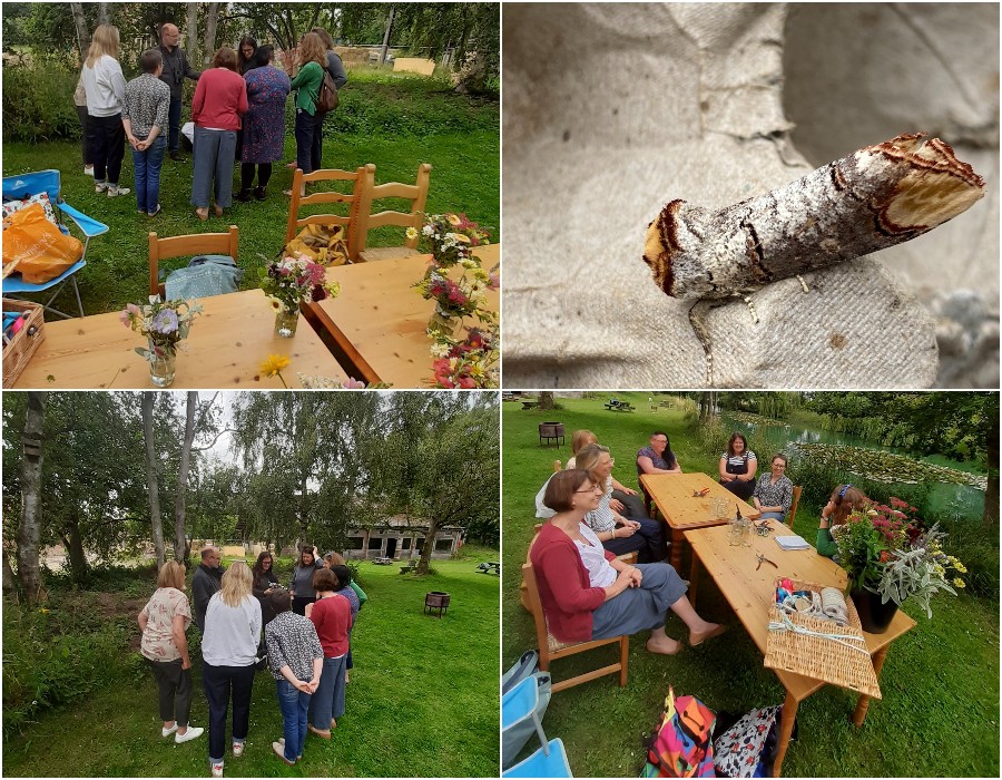 collage of people enjoying a wellbeing afternoon in nature